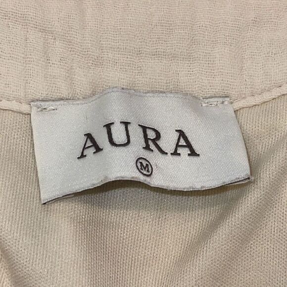 Aura‎ Boho Square Neck Gauze Drop The Act Mini Dress Cream Medium - Picture 6 of 10